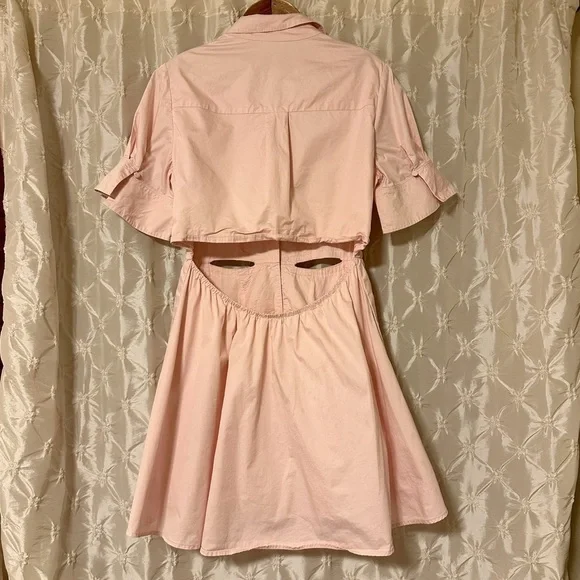 Self Portrait Pink Cutout Mini Lace Applique Trim Collared Mini Dress Mod - Picture 5 of 16